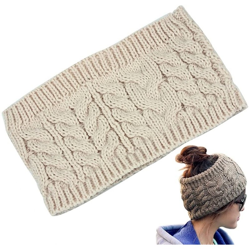 Cold Weather Headbands knitting Crochet Headband Headwrap - Beige - CG12NYZX3GY $9.04