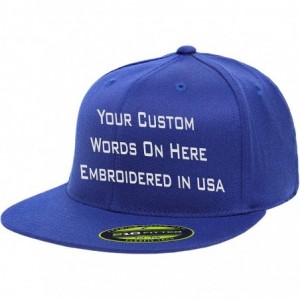 Baseball Caps Custom Flexfit 210 Personalize Hat Add Your Own Text Embroidered Fitted Flatbill - Royal Blue - CH18875YYTD $23.68