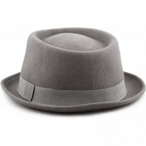 Fedoras Mens Crushable Wool Felt Porkpie Fedora Hats - He14gray - C618LI4C7RX $53.69
