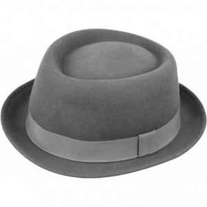 Fedoras Mens Crushable Wool Felt Porkpie Fedora Hats - He14gray - C618LI4C7RX $53.69