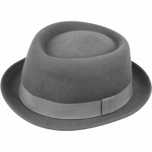 Fedoras Mens Crushable Wool Felt Porkpie Fedora Hats - He14gray - C618LI4C7RX $28.29