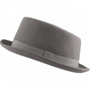 Fedoras Mens Crushable Wool Felt Porkpie Fedora Hats - He14gray - C618LI4C7RX $28.29