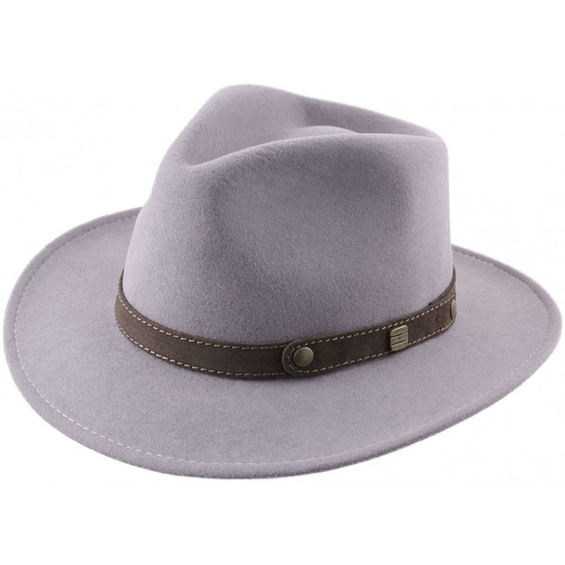 Fedoras Classic Traveller II Wool Felt Fedora Hat Packable Water Repellent - Gris-clair - CI18CNE3TXQ $53.63