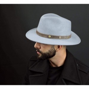 Fedoras Classic Traveller II Wool Felt Fedora Hat Packable Water Repellent - Gris-clair - CI18CNE3TXQ $53.63