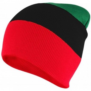 Skullies & Beanies Acrylic Rasta RGY Winter Short Beanie Hat - Green/ Black/ Red - CG17YEZW49W $26.72