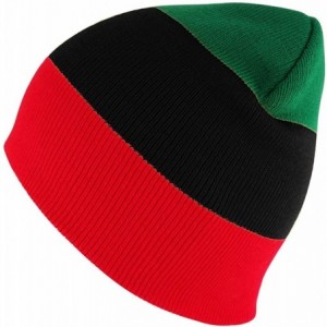 Skullies & Beanies Acrylic Rasta RGY Winter Short Beanie Hat - Green/ Black/ Red - CG17YEZW49W $12.90