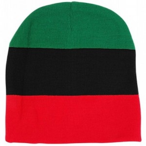Skullies & Beanies Acrylic Rasta RGY Winter Short Beanie Hat - Green/ Black/ Red - CG17YEZW49W $22.42
