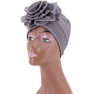 Sun Hats Shiny Metallic Turban Cap Indian Pleated Headwrap Swami Hat Chemo Cap for Women - Gray African Flower - CL198USOEN6 ...