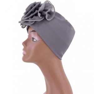 Sun Hats Shiny Metallic Turban Cap Indian Pleated Headwrap Swami Hat Chemo Cap for Women - Gray African Flower - CL198USOEN6 ...