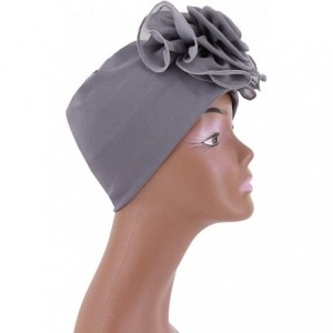 Sun Hats Shiny Metallic Turban Cap Indian Pleated Headwrap Swami Hat Chemo Cap for Women - Gray African Flower - CL198USOEN6 ...