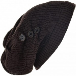 Baseball Caps Knit Button Beanie Hat Cap - Brown - CZ11HHNWNCD $16.62