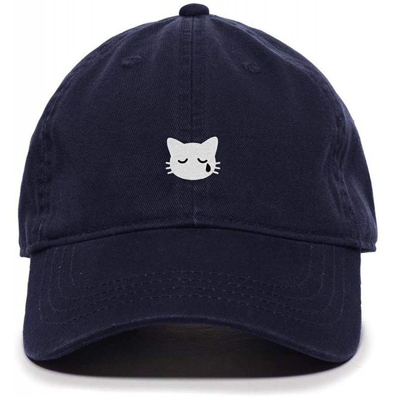 Baseball Caps Crying Cat Baseball Cap Embroidered Cotton Adjustable Dad Hat - Navy - C618AEKXUL0 $15.65