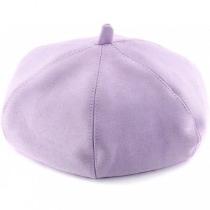 Berets Men Women Faux Suede French Beret Plain Color Artist Hat FFH390BEI - Ffh390 Purple - CS186NHIA9D $11.21