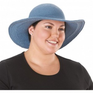 Sun Hats Women's Cotton Crochet 4 Inch Brim Floppy Hat - Denim - C81171D9WWX $18.34