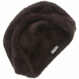 Skullies & Beanies Women's Angora Fur Beanie with Bow - Dark Brown - CW11R9K9QID $12.46