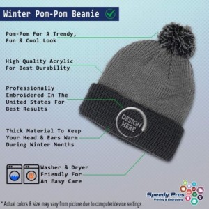 Skullies & Beanies Custom Pom Pom Beanie Mailman Truck Postal A Embroidery Acrylic - Grey Black - CC18A0E2RNQ $14.08