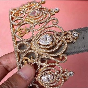 Headbands Queen Princess Tiara Crown Luxury AAA Zircon Rhinestone Wedding Bridal Headband(A1153) - Gold - CD185TR2IKT $38.97