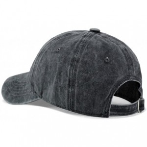 Baseball Caps Unisex Camping Hair Don't Care Vintage Adjustable Baseball Cap Denim Dad Hat - Black 4 - CS18NGDKD59 $11.54