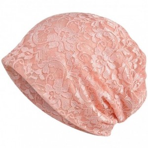 Skullies & Beanies Women's Mesh Eyelet Lightweight Turban Beanie Hat Cap - Pink - CE12DAT2ERP $12.11