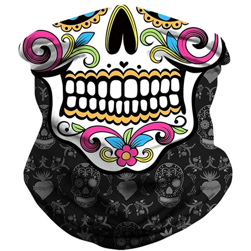 Balaclavas Seamless Rave Face Cover Bandana-Neck Gaiter Tube Headwear Motorcycle Face Scarf - Skull-1 - C219873UUE0 $8.71
