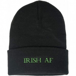 Skullies & Beanies Embroidered Beanie Dog Mom Gym Sports Holiday Knitted Hat Skull Cap - Irish Af - Black - C518ON74SRG $13.36