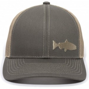 Baseball Caps Fish Silhouettes Trucker Hat - Adjustable Baseball Cap w/Snapback Closure - Trout (Olive W/ Tan Mesh) - CK196WU...