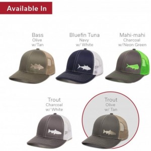 Baseball Caps Fish Silhouettes Trucker Hat - Adjustable Baseball Cap w/Snapback Closure - Trout (Olive W/ Tan Mesh) - CK196WU...