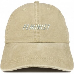 Baseball Caps Feminist Embroidered Washed Cotton Adjustable Cap - Khaki - CM12IFNR9AX $40.09