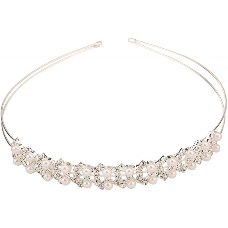 Headbands Delicate Wedding Princess Pearl Crystal Rhinestone Tiara Crowns Headband - CF11O0YFUTF $17.00