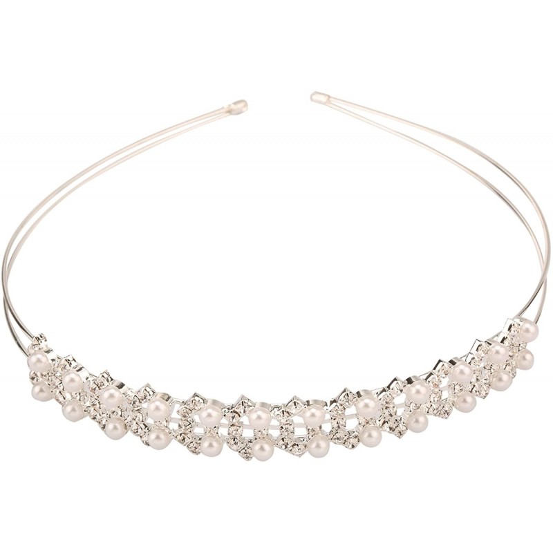 Headbands Delicate Wedding Princess Pearl Crystal Rhinestone Tiara Crowns Headband - CF11O0YFUTF $9.05