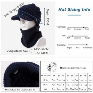 Newsboy Caps Unisex Knit Beanie Visor Cap Winter Hat Fleece Neck Scarf Set Ski Face Mask 55-61cm - 69311-navy Set - C918KM9IH...