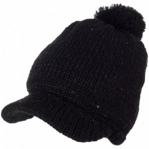 Skullies & Beanies Women's 100% Wool Knit Visor Beanie Newsboy Cap - 89230black_100% Acrylic - CO18IL8HIX0 $20.82