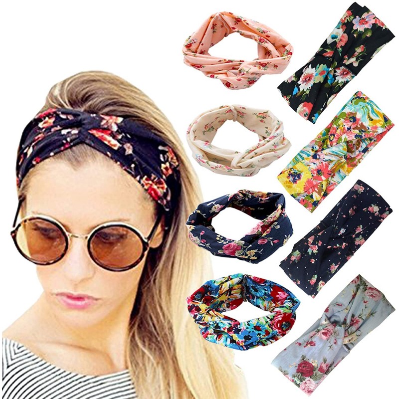 Headbands 8 Pack Women's Headbands Headwraps Hair Bands Bows Hair Accessories - ZA 8 Pack Printed - CQ18MG7CR5I $17.43