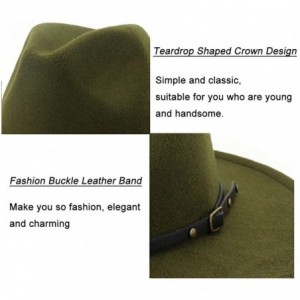 Fedoras Women Belt Buckle Fedora Hat - Olive-green - CT18G8XESDD $12.18