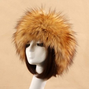 Skullies & Beanies Women's Faux Fur Headband Soft Winter Cossack Russion Style Hat Cap - Brown B - C618L8KLH3K $12.05