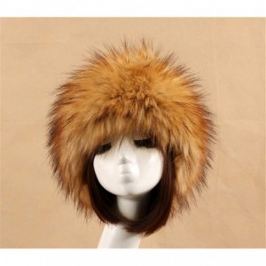 Skullies & Beanies Women's Faux Fur Headband Soft Winter Cossack Russion Style Hat Cap - Brown B - C618L8KLH3K $12.05