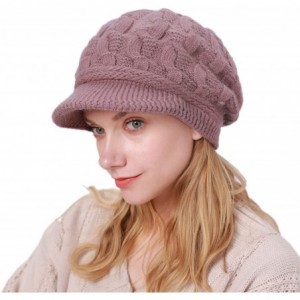 Newsboy Caps Women Warm Caps Beret Newsboy Winter Cap Snow Ski Outdoor Twist Knitted Hat with Visor - A-purple - C718Z5YLAG5 ...