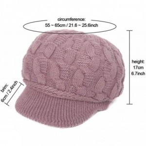 Newsboy Caps Women Warm Caps Beret Newsboy Winter Cap Snow Ski Outdoor Twist Knitted Hat with Visor - A-purple - C718Z5YLAG5 ...