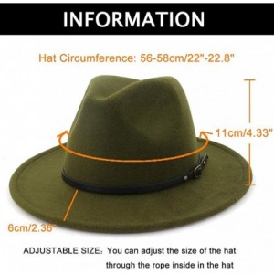 Fedoras Women Belt Buckle Fedora Hat - Olive-green - CT18G8XESDD $12.18