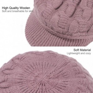 Newsboy Caps Women Warm Caps Beret Newsboy Winter Cap Snow Ski Outdoor Twist Knitted Hat with Visor - A-purple - C718Z5YLAG5 ...