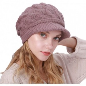 Newsboy Caps Women Warm Caps Beret Newsboy Winter Cap Snow Ski Outdoor Twist Knitted Hat with Visor - A-purple - C718Z5YLAG5 ...