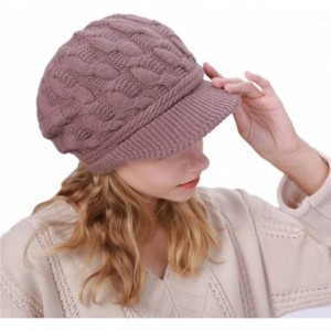 Newsboy Caps Women Warm Caps Beret Newsboy Winter Cap Snow Ski Outdoor Twist Knitted Hat with Visor - A-purple - C718Z5YLAG5 ...