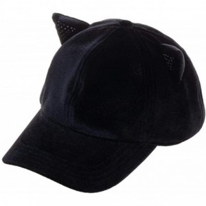 Baseball Caps Sequin Cat Ear Adjustable Velcro Back Ball Cap Hat - CB18NKSO0YG $41.32