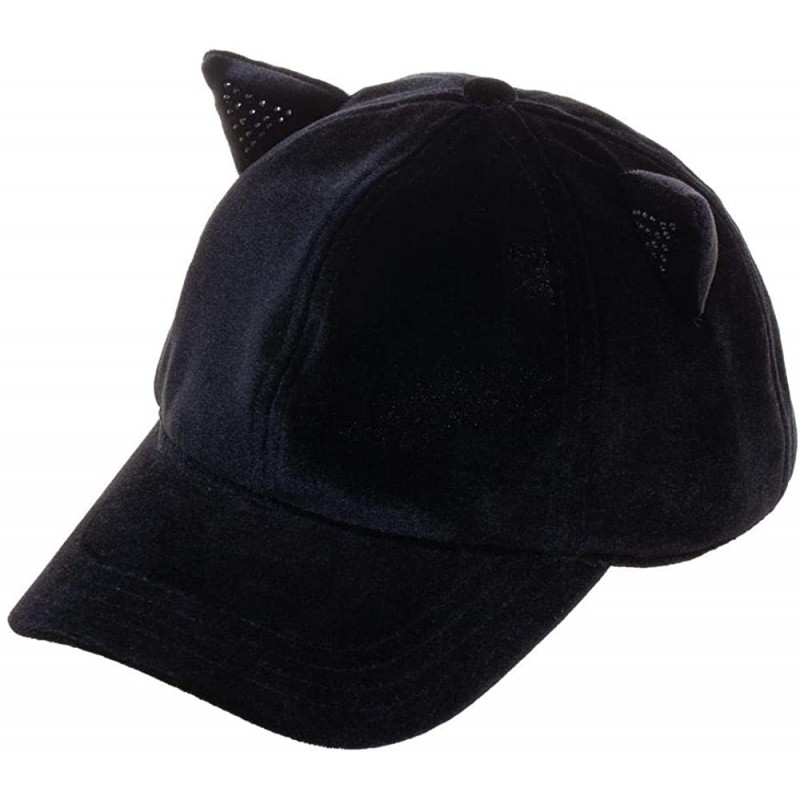 Baseball Caps Sequin Cat Ear Adjustable Velcro Back Ball Cap Hat - CB18NKSO0YG $13.77