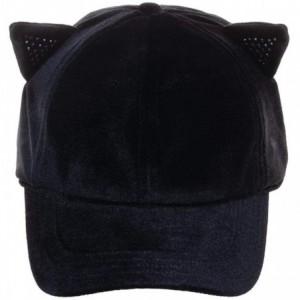 Baseball Caps Sequin Cat Ear Adjustable Velcro Back Ball Cap Hat - CB18NKSO0YG $13.77