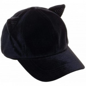 Baseball Caps Sequin Cat Ear Adjustable Velcro Back Ball Cap Hat - CB18NKSO0YG $13.77