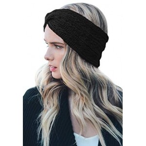 Cold Weather Headbands Womens Winter Warm Beanie Headband Soft Stretch Skiing Cable Knit Cap Ear Warmer Headbands - 17-black/...