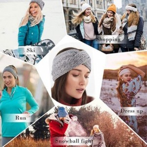 Cold Weather Headbands Womens Winter Warm Beanie Headband Soft Stretch Skiing Cable Knit Cap Ear Warmer Headbands - 17-black/...