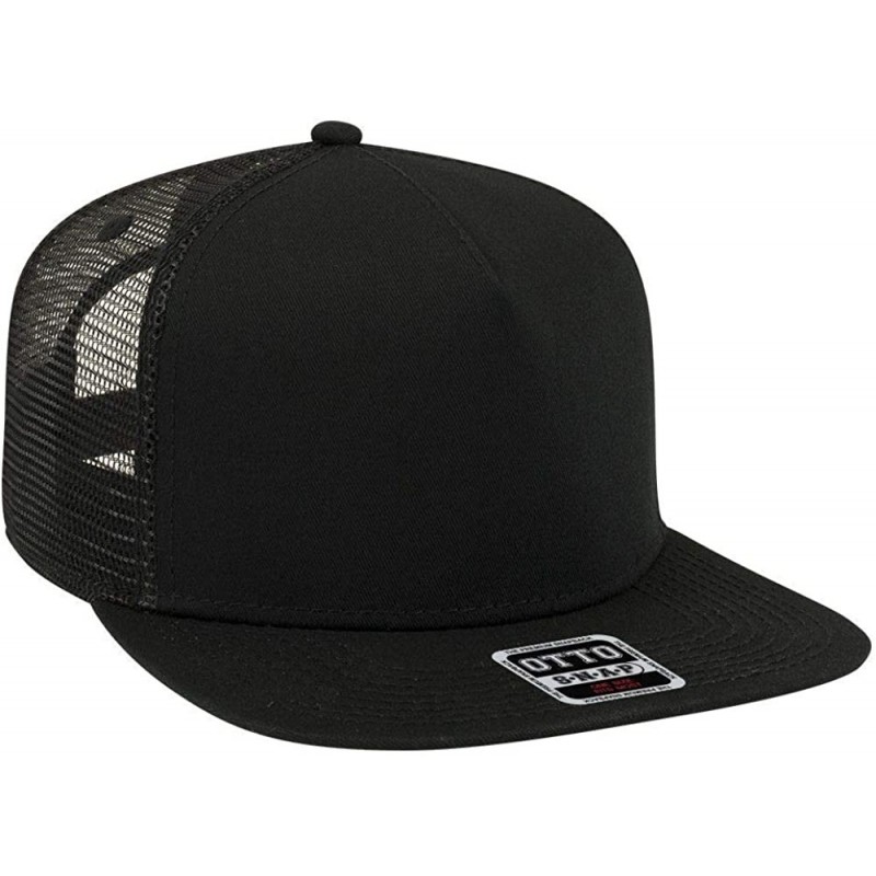 Baseball Caps Square Flat Visor SNAP 5 Panel Mesh Back Trucker Snapback Hat - Black - C112O0GZDWK $15.53