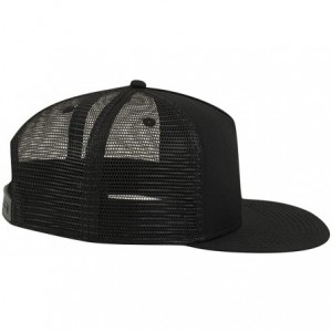 Baseball Caps Square Flat Visor SNAP 5 Panel Mesh Back Trucker Snapback Hat - Black - C112O0GZDWK $15.53